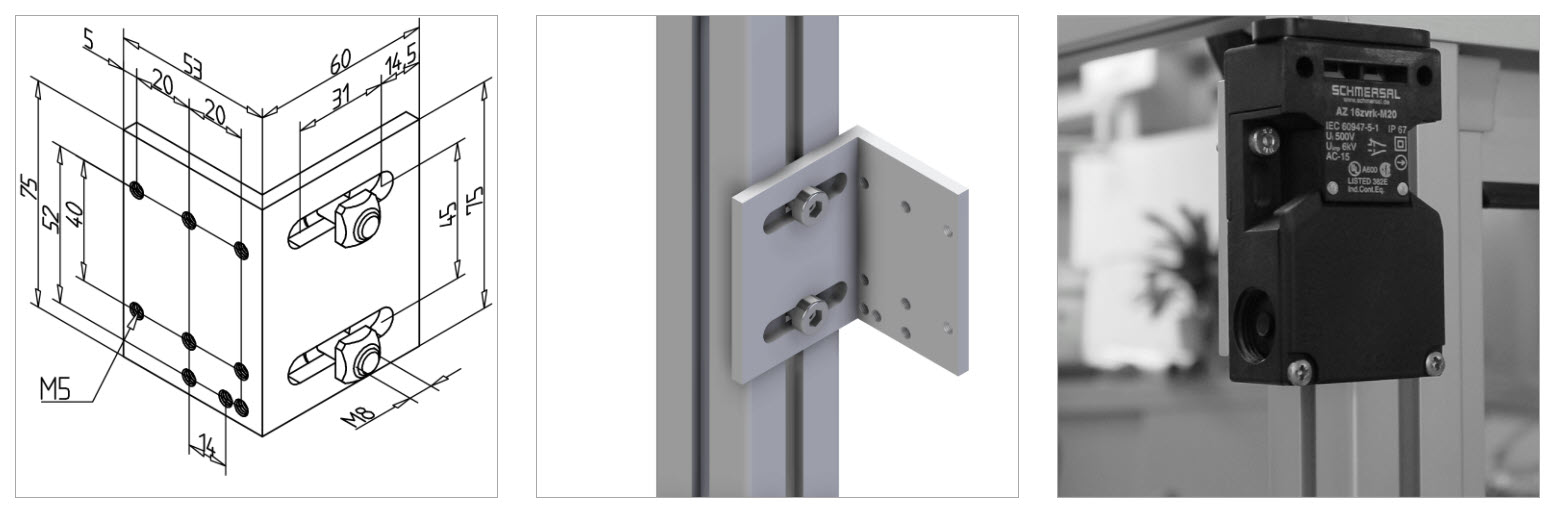 gr angle bracket for security switch mesa